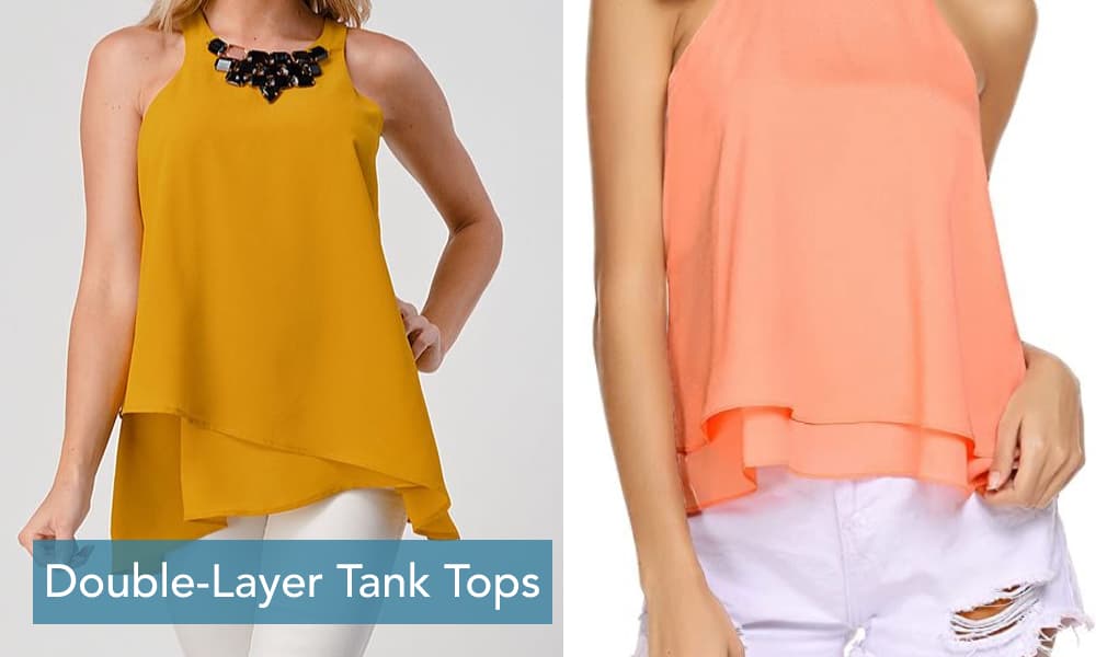 mustard and pink double layer tank tops