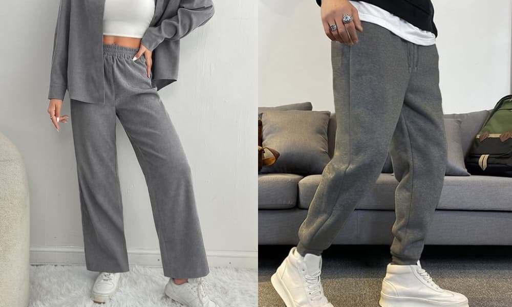 what to wear with dark grey sweatpants male and female models